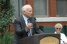 MSU president at the dedication