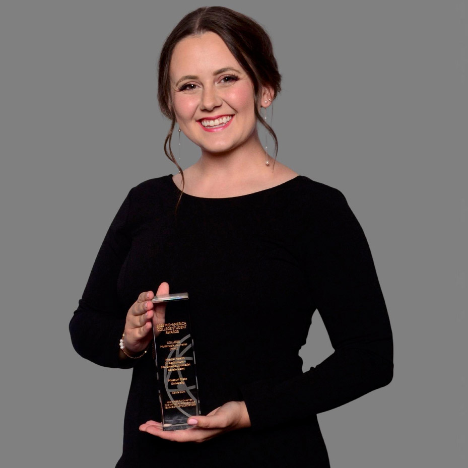 Kensie Darst-Todd with her EMMY Award.